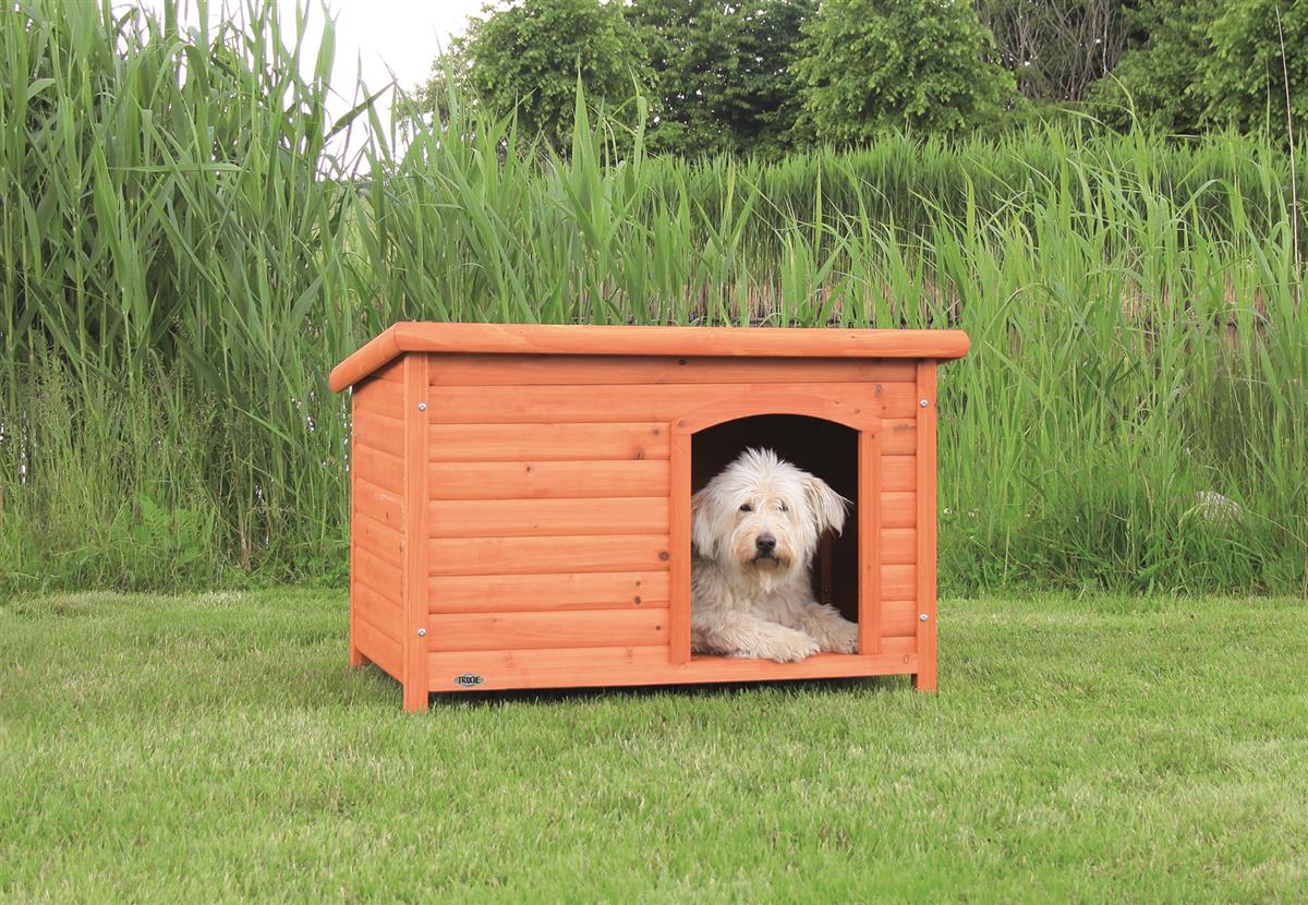 Hundehus Classic i Tre 39552 M/Flatt Tak M/L 104x72x68cm Brun