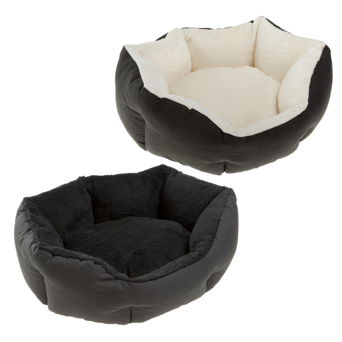 Hunde/Katteseng Domino Deluxe 50cm Sort/Sort & Gråbrun/Cream