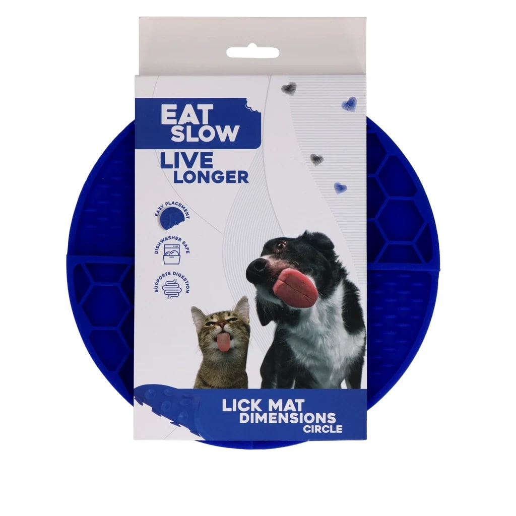 Eat Slow Live Longer Lick Mat Dimensions Circle Blue