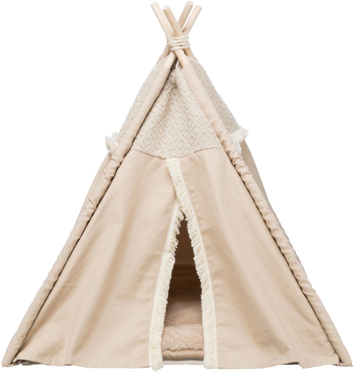 Hunde/Kattehule/Telt 38211 Boho Vevd/Plysj/Jute 55x65x55cm Beige