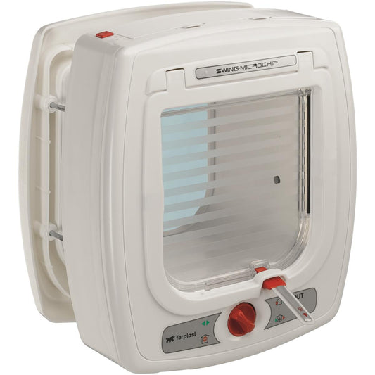 Kattedør Swing Microchip M/Tunnel Hvit