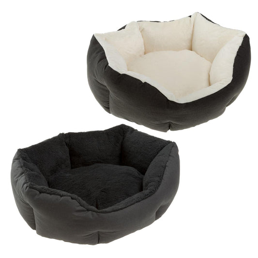 Hunde/Katteseng Domino Deluxe 50cm Sort/Sort & Gråbrun/Cream